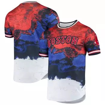 Мужская красная/Royal Boston Red Sox красно-бело-синяя футболка Dip Dye