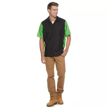 Мужская красная рубашка с короткими рукавами и круглым вырезом на пуговицах Red Kap