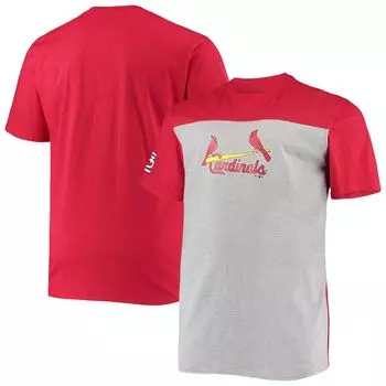Мужская красная/серая футболка с логотипом St. Louis Cardinals Big & Tall с цветными блоками Fanatics