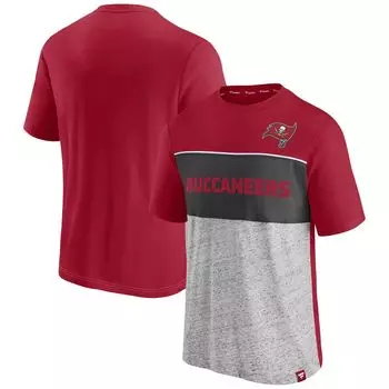 Мужская красная/серая футболка с логотипом Tampa Bay Buccaneers с цветными блоками Fanatics