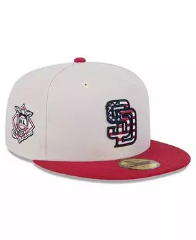 Мужская красная шляпа San Diego Padres 4 июля 59FIFTY, 2024 г New Era, бежевый