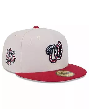 Мужская красная шляпа Washington Nationals 2024, четвертое июля 59FIFTY New Era, бежевый