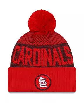 Мужская красная спортивная вязаная шапка St. Louis Cardinals Authentic Collection с манжетами и помпоном New Era