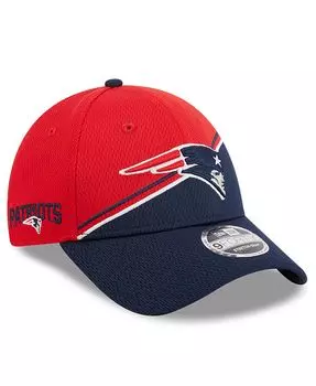 Мужская красная, темно-синяя регулируемая кепка New England Patriots 2023 Sideline 9FORTY New Era