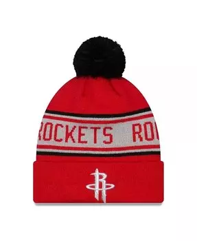 Мужская красная вязаная шапка Houston Rockets с повторяющимися манжетами и помпоном New Era, красный