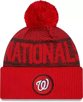 Мужская красная вязаная шапка New Era Washington Nationals Authentic Collection