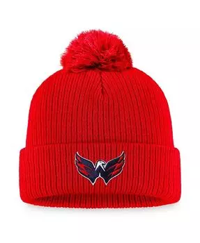 Мужская красная вязаная шапка с манжетами и помпоном Washington Capitals Core Primary с логотипом Fanatics, красный