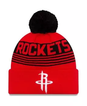 Мужская красная вязаная шапка с манжетами и помпоном Houston Rockets New Era