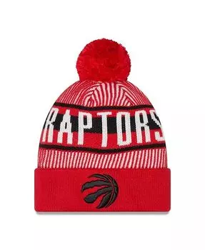 Мужская красная вязаная шапка в полоску с помпоном Toronto Raptors New Era, красный