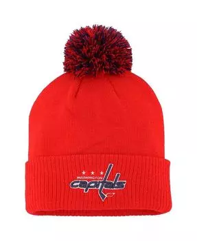 Мужская красная вязаная шапка Washington Capitals COLD DY с манжетами и помпоном Adidas, красный