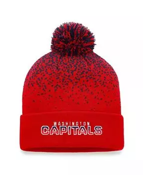 Мужская красная вязаная шапка Washington Capitals Iconic с градиентом и манжетами с помпоном Fanatics, красный