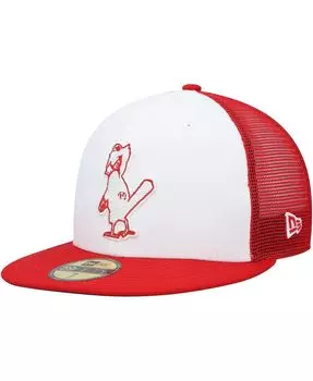 Мужская красно-белая бейсболка St. Louis Cardinals 2023, тренировка на поле 59FIFTY Облегающая шляпа New Era