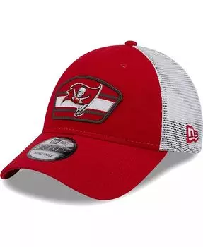Мужская красно-белая бейсболка Tampa Bay Buccaneers с нашивкой-логотипом Trucker 9FORTY Snapback New Era, красный