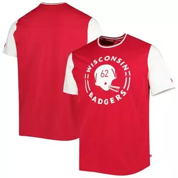 Мужская красно-белая футболка Wisconsin Badgers Iconic Block Under Armour