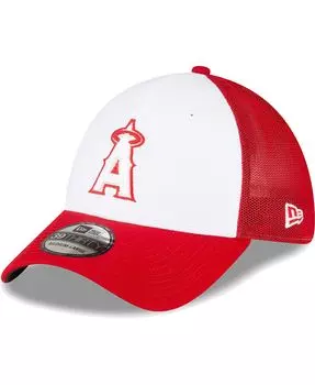 Мужская красно-белая гибкая кепка Los Angeles Angels 2023 для тренировок на поле 39THIRTY New Era