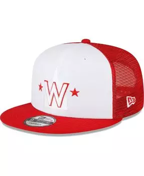 Мужская красно-белая кепка Snapback 9FIFTY для тренировок на поле Washington Nationals 2023 New Era