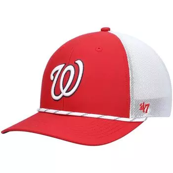 Мужская красно-белая кепка Washington Nationals Burden Trucker Snapback '47 47 Brand
