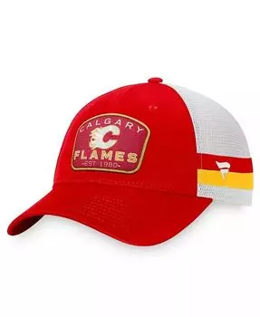 Мужская красно-белая регулируемая кепка в полоску Calgary Flames Fundamental Fanatics, красный