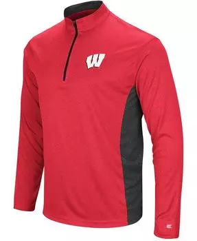 Мужская красно-черная куртка Wisconsin Badgers Audible Windshirt с молнией в четверть Colosseum, красный