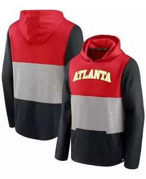 Мужская красно-черная толстовка с капюшоном atlanta hawks linear logo comfy colorblock tri-blend Fanatics, мульти
