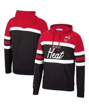 Мужская красно-черная толстовка с капюшоном miami heat head coach Mitchell & Ness, мульти