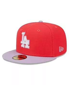 Мужская красно-лавандовая двухцветная шляпа Los Angeles Dodgers Spring Color 59FIFTY New Era, красный