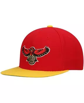 Мужская красно-желтая двухцветная бейсболка Snapback Atlanta Hawks Hardwood Classics Team 2.0 Mitchell & Ness