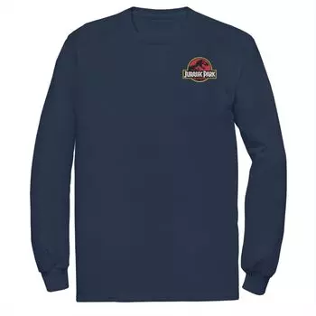 Мужская красно-желтая футболка с карманом и логотипом Jurassic Park, Синяя Licensed Character, синий