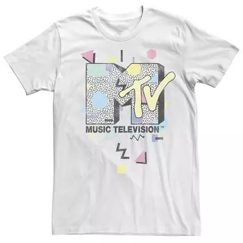 Мужская красочная футболка с логотипом MTV 90-х в художественном стиле Licensed Character, белый