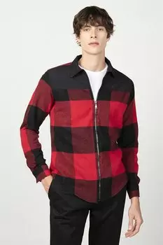 Мужская красочная рубашка Slim Fit Lumberjack на молнии TUDORS, черный