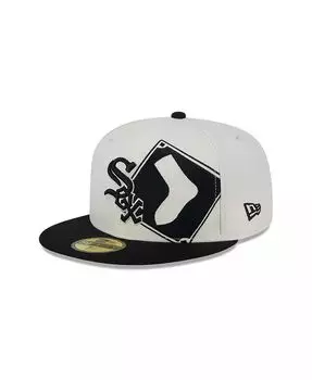 Мужская кремовая/черная кепка Chicago White Sox Lonestar 59FIFTY приталенная шляпа New Era, белый