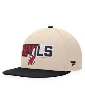 Мужская кремовая/черная кепка New Jersey Devils Goalaso Snapback Fanatics, слоновая кость/кремовый