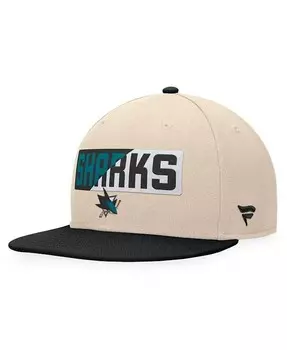 Мужская кремовая/черная кепка San Jose Sharks Goalaso Snapback Fanatics, белый