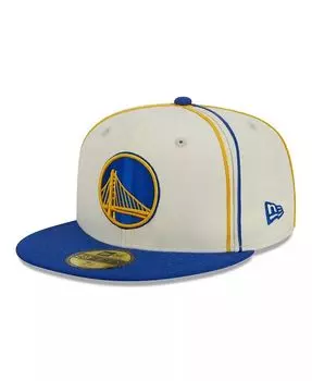 Мужская кремовая двухцветная шляпа с окантовкой Royal Golden State Warriors 59FIFTY New Era, белый