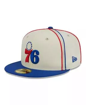 Мужская кремовая двухцветная шляпа с окантовкой Royal Philadelphia 76ers 59FIFTY New Era, слоновая кость/кремовый
