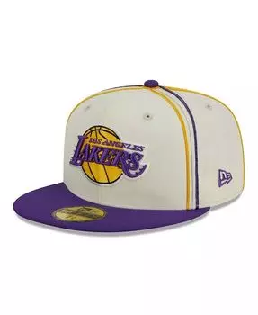 Мужская кремовая, фиолетовая двухцветная шляпа Los Angeles Lakers с окантовкой 59FIFTY New Era, белый