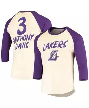 Мужская кремовая, фиолетовая футболка с рукавом 3/4 los angeles lakers кремового цвета anthony davis Fanatics, мульти