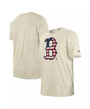Мужская кремовая футболка Boston Red Sox с флагом 4 июля New Era, бежевый