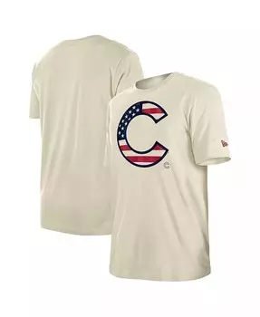 Мужская кремовая футболка Chicago Cubs с флагом 4 июля New Era, бежевый