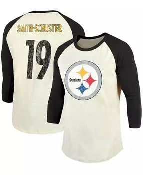 Мужская кремовая футболка juju smith-schuster, черная футболка pittsburgh steelers в винтажном стиле с именем и номером игрока, реглан, рукав 3/4 Fanatics, мульти