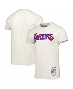 Мужская кремовая футболка los angeles lakers hardwood classics americana freedom Mitchell &amp; Ness, кремовый
