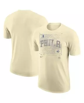 Мужская кремовая футболка philadelphia 76ers courtside chrome Nike, кремовый