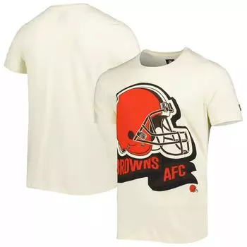 Мужская кремовая футболка с хромированной боковой линией Cleveland Browns New Era