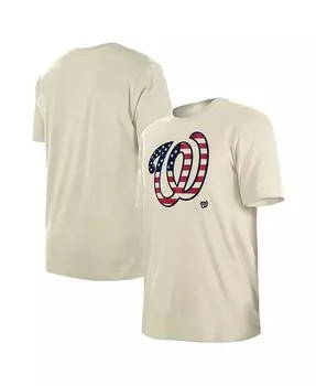 Мужская кремовая футболка Washington Nationals с флагом 4 июля New Era, бежевый