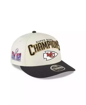 Мужская кремовая кепка Kansas City Chiefs Super Bowl LVIII Champions Locker Room Low Profile 9FIFTY Hat New Era, бежевый
