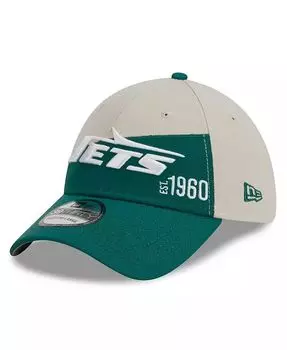 Мужская кремовая кепка Kelly Green New York Jets 2023 Sideline Historic 39THIRTY Flex New Era, слоновая кость/кремовый