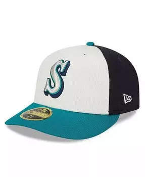 Мужская кремовая кепка Seattle Mariners 2024 для тренировок с низким профилем 59FIFTY Облегающая шляпа New Era, слоновая кость/кремовый