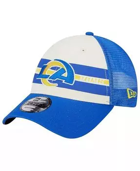 Мужская кремовая кепка Snapback Royal Los Angeles Rams Team Stripe Trucker 9FORTY New Era, слоновая кость/кремовый