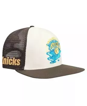 Мужская кремовая/коричневая бейсболка New York Knicks Glint Sunset Snapback Pro Standard, белый