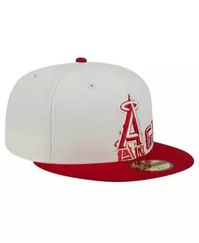 Мужская кремовая/красная приталенная шляпа Los Angeles Angels Lonestar 59FIFTY New Era, белый